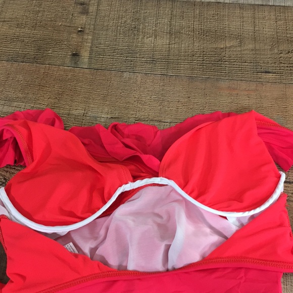 Lauren Ralph Lauren Red Ruffle One Piece Swimwear Size 10 - Picture 5 of 13